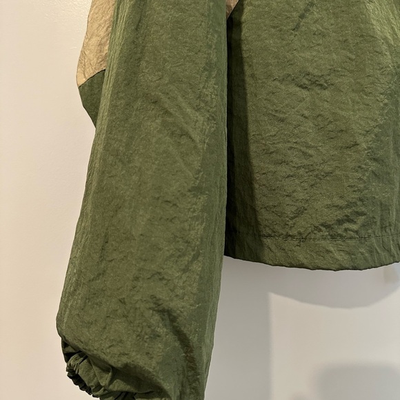 CISONO LA Cropped Hooded Starter Windbreaker Green Neutral Tone Jacket, Large - Picture 2 of 12